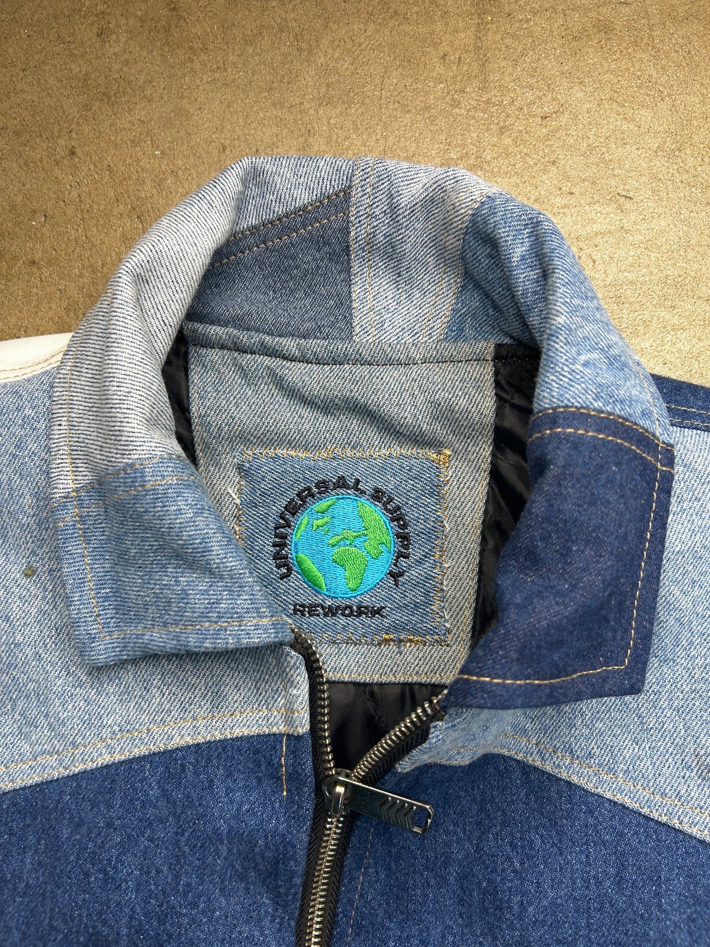 Universal Supply Upcycled Blue and White Jacket - Large